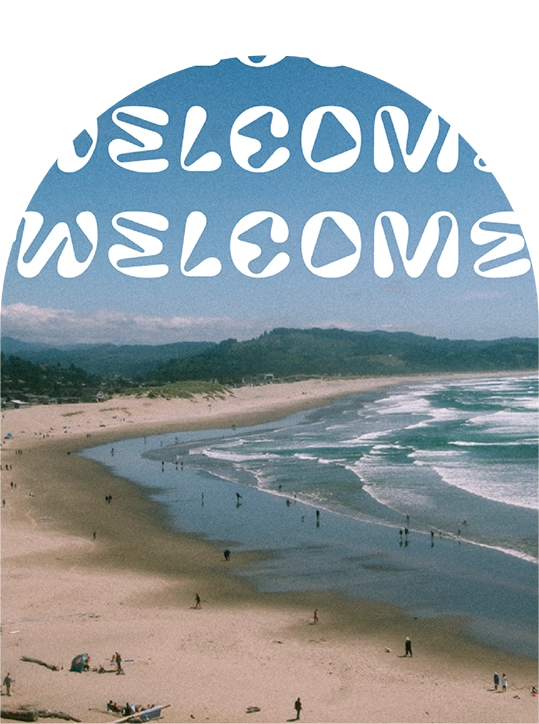 mobile background arch with welcome text over top